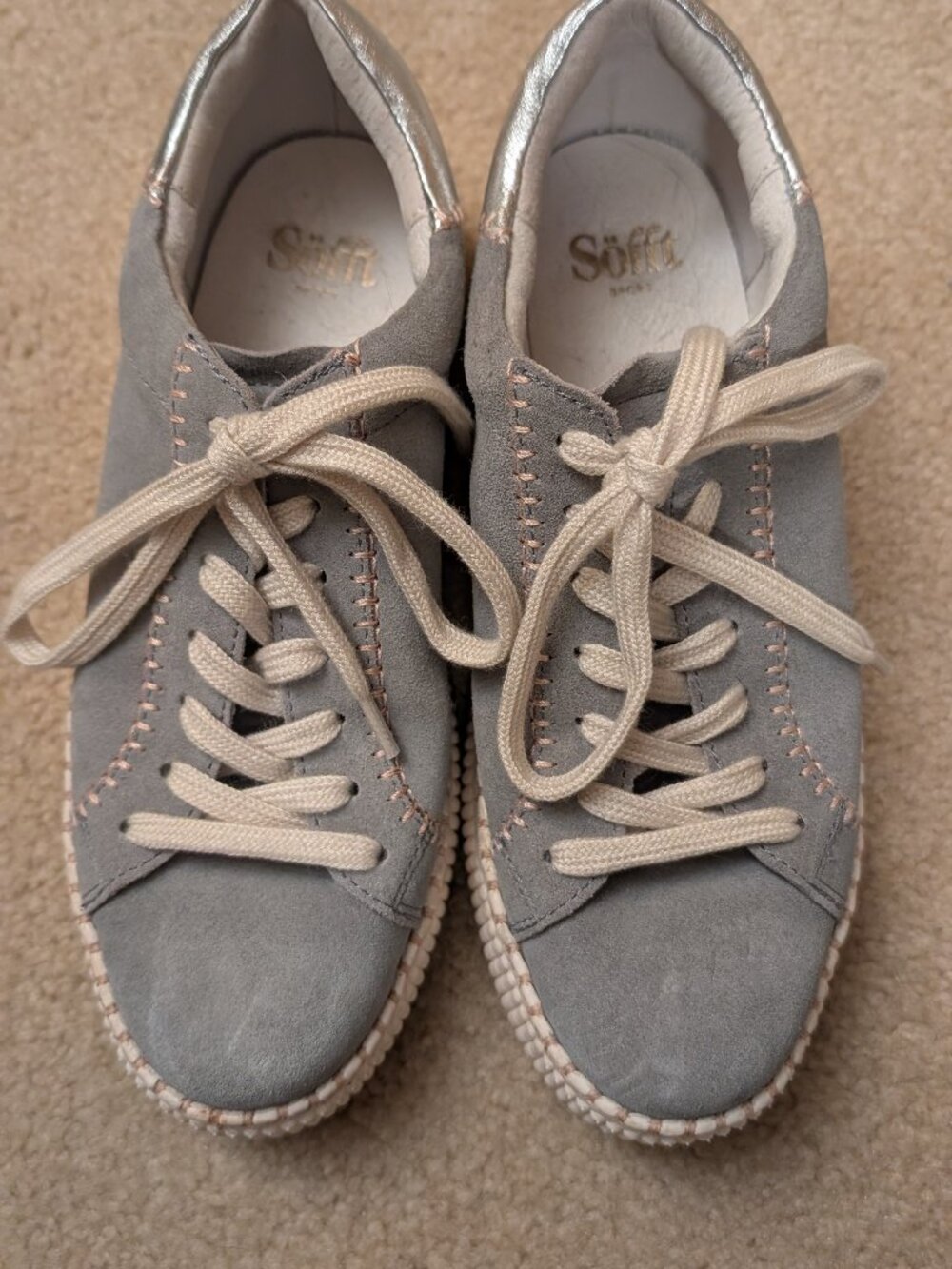 Söfft Gray Suede Leather Platform Sneakers Sz 7.5